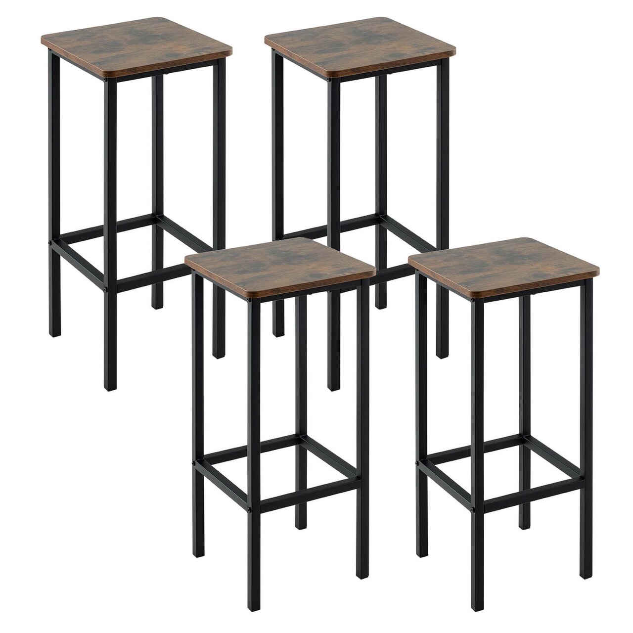 Costway 28" Bar Stools Set of 4 Backless Dining Stools with Footrest Sturdy Metal Frame